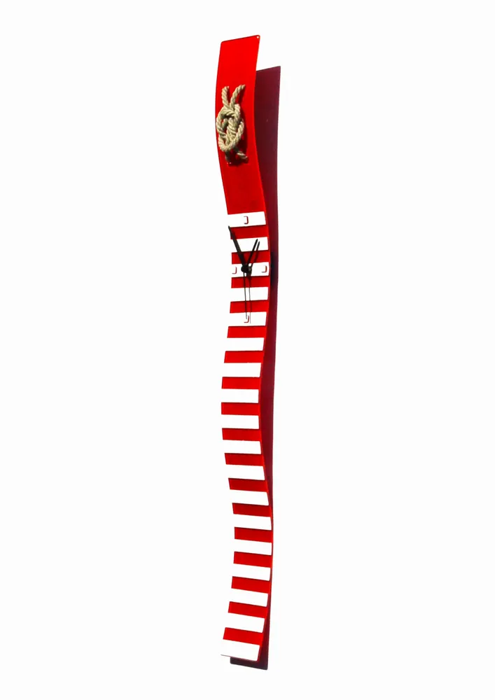 Clocks - Nautic red-white wall clock 8x98 cm - CARNEOL GLASS