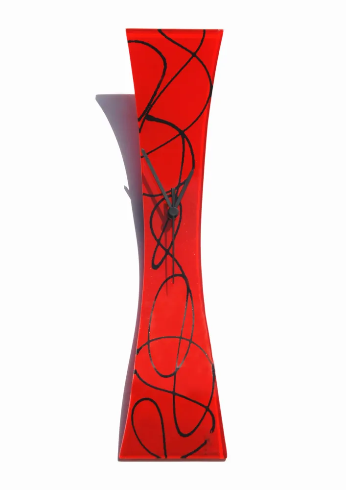Clocks - Geo red-green wall clock 10x41 cm - CARNEOL GLASS
