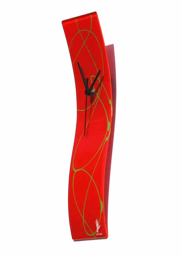 Clocks - Geo red-green wall clock 10x41 cm - CARNEOL GLASS