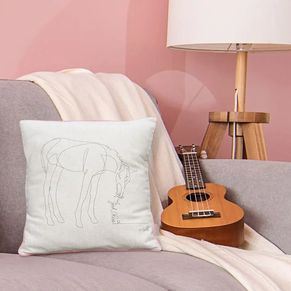 Fabric cushions - Cotton-linen cushion cover, minimalist illustration. - COSETTE ET LES LYS