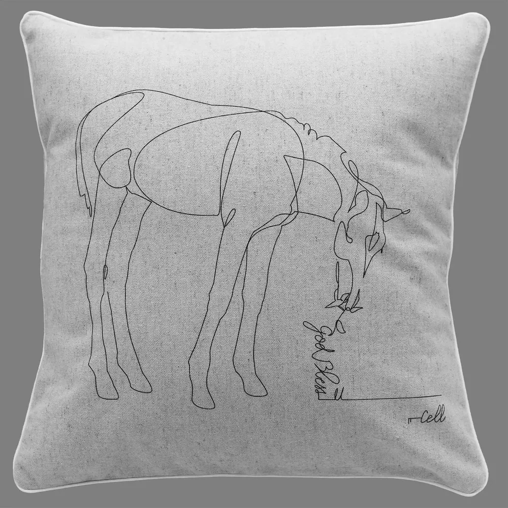 Fabric cushions - Cotton-linen cushion cover, minimalist illustration. - COSETTE ET LES LYS