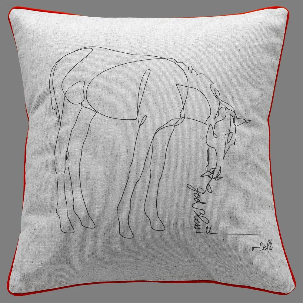 Fabric cushions - Cotton-linen cushion cover, minimalist illustration. - COSETTE ET LES LYS
