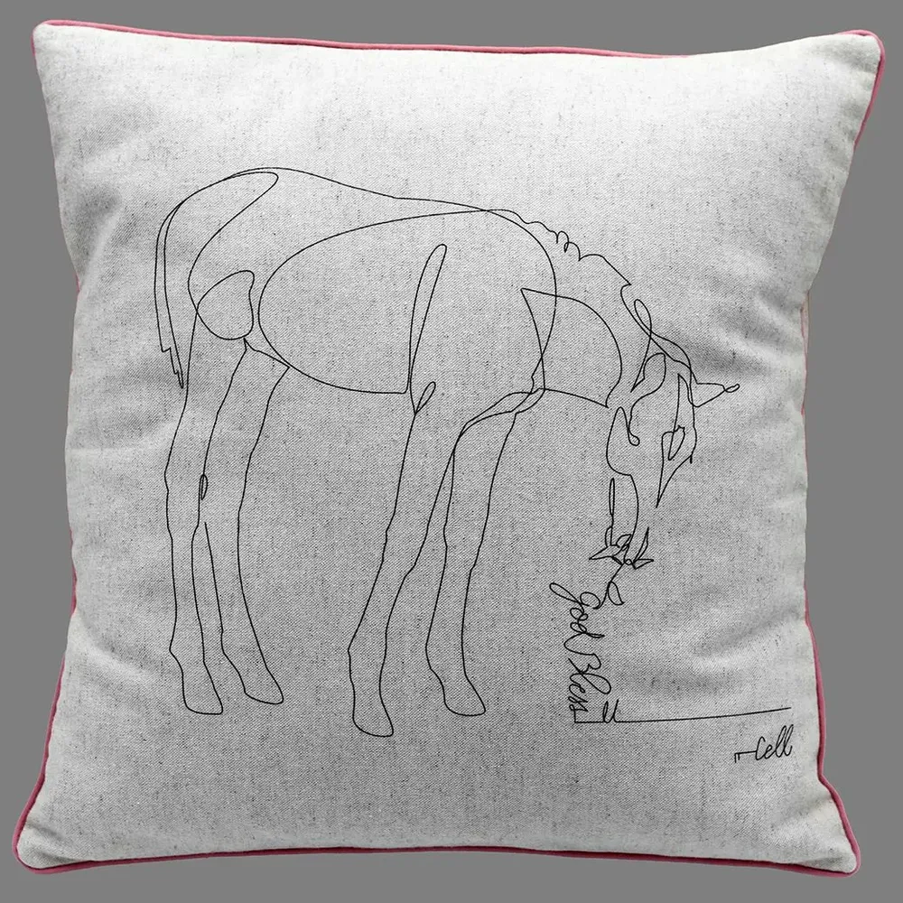 Fabric cushions - Cotton-linen cushion cover, minimalist illustration. - COSETTE ET LES LYS