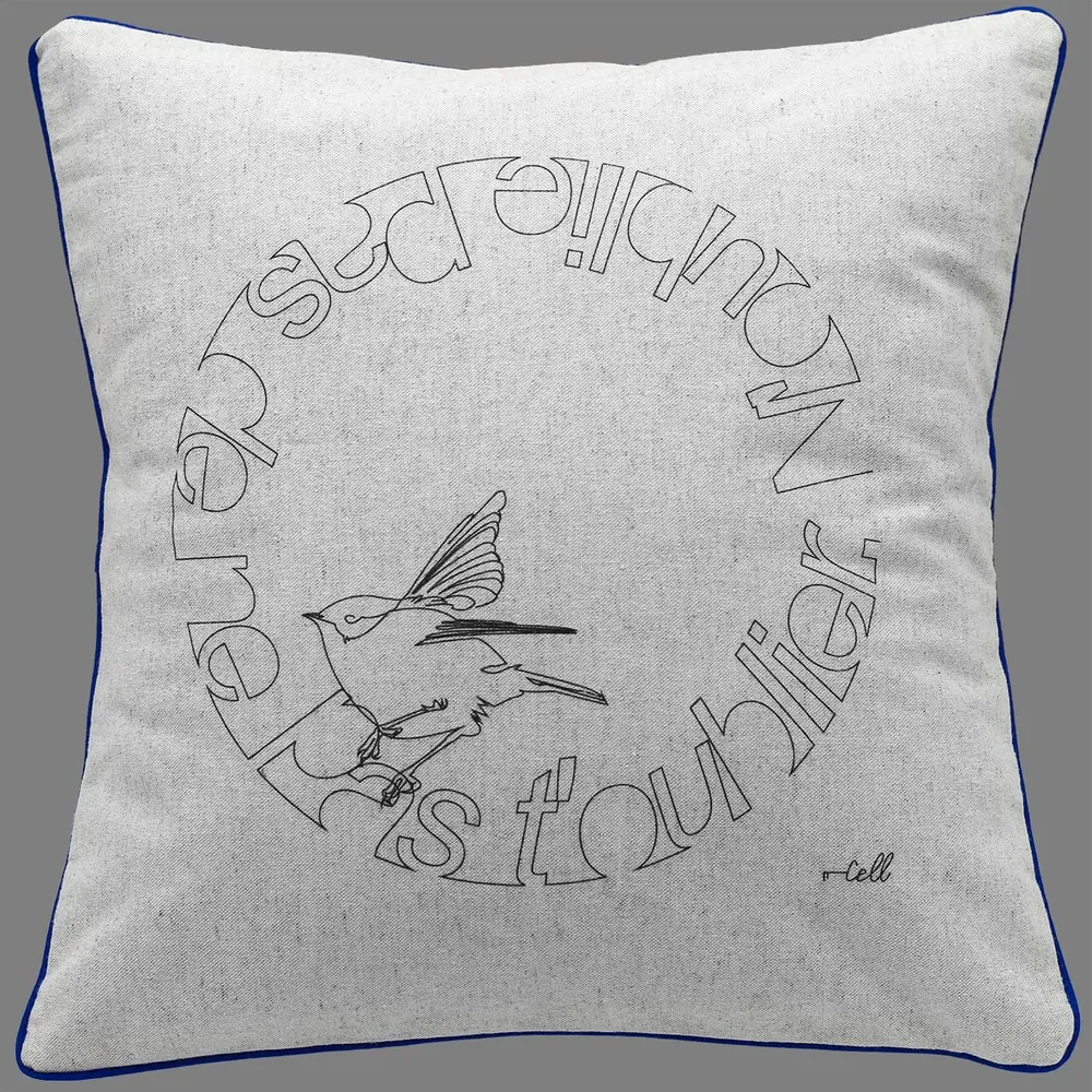 Coussins textile - Housse de coussin coton-lin, illustration minimaliste - COSETTE ET LES LYS