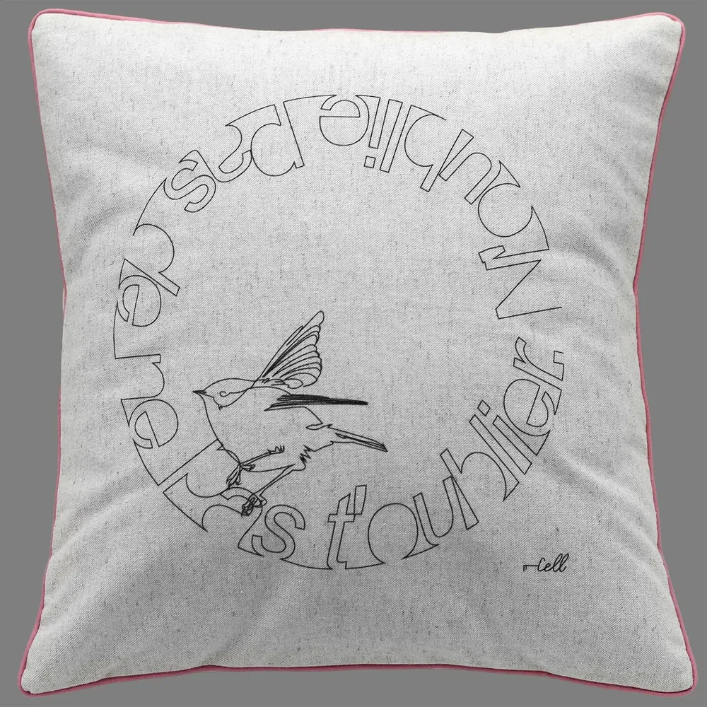 Coussins textile - Housse de coussin coton-lin, illustration minimaliste - COSETTE ET LES LYS
