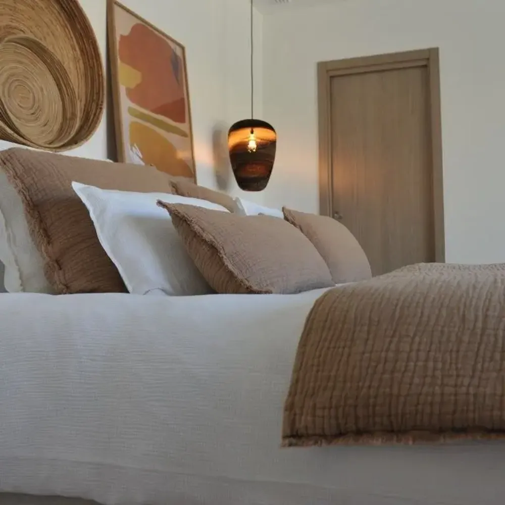 Bed linens - TINO COTTON AND LINEN CINNAMON WAFFLE DUVET - MAISON D'ÉTÉ