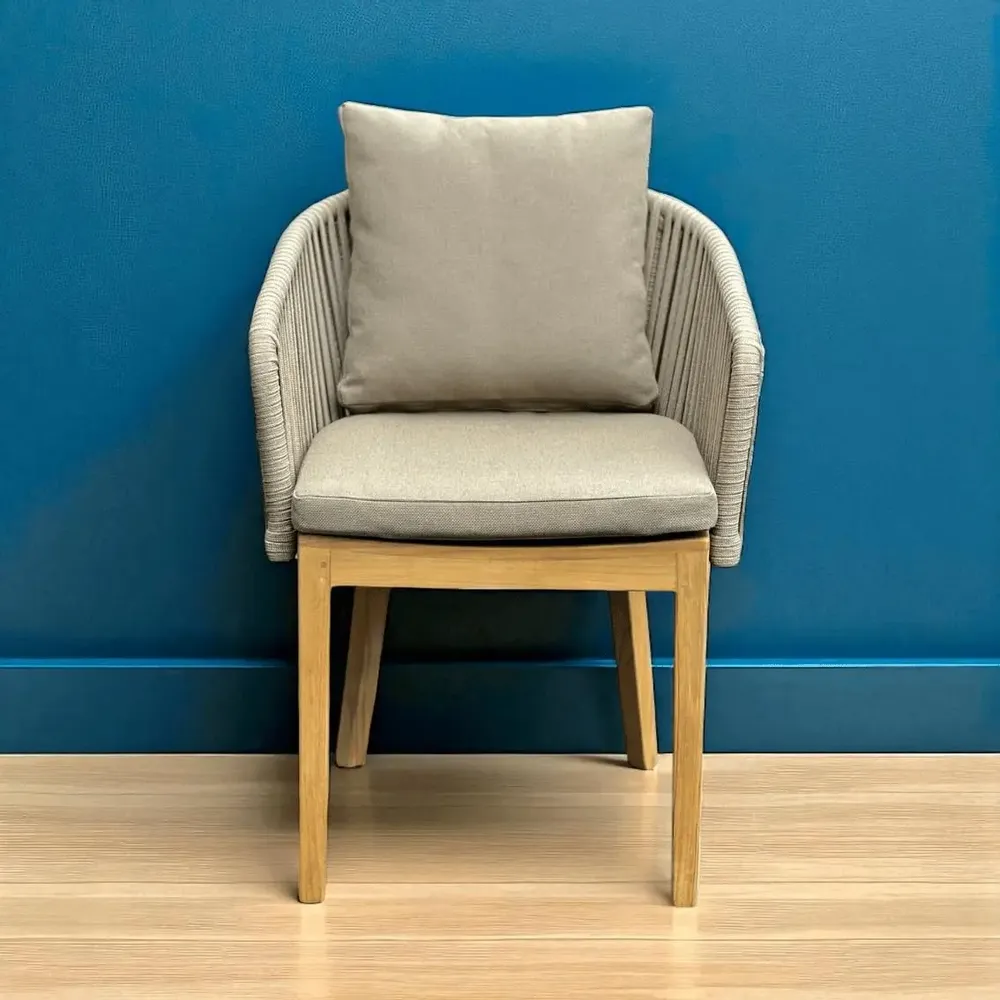 Fauteuils de jardin - Chaise en teck et lanières grises - CHT22 - BALINAISA