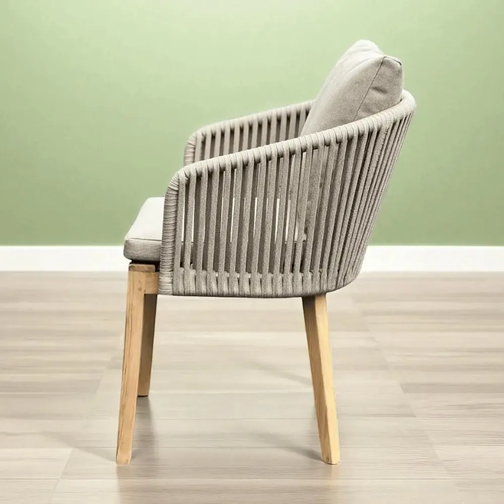 Fauteuils de jardin - Chaise en teck et lanières grises - CHT22 - BALINAISA
