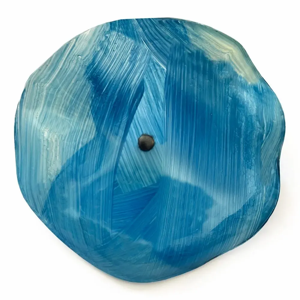 Floral decoration - Large size glass flower for outdoor use in turquoise colour with 50 cm stainless steel stem - CARNEOL GLASS