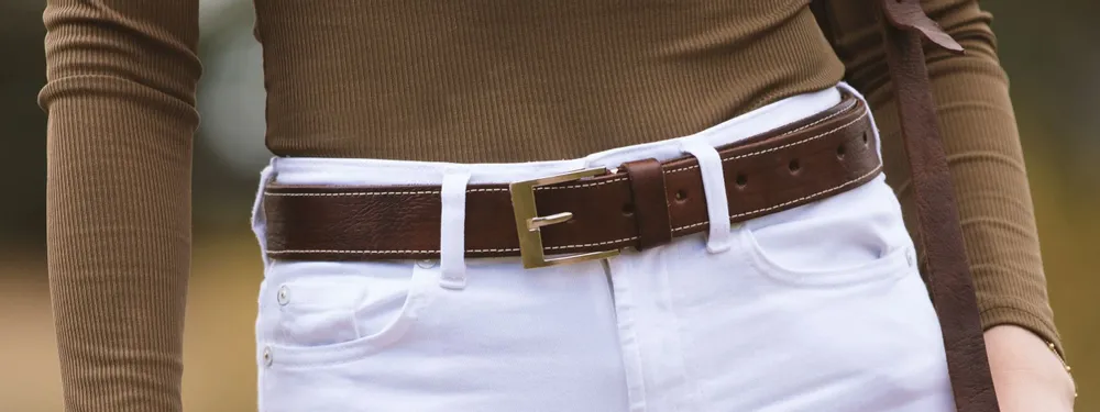 Apparel - Stitched Leather Belt for men and women (narrow) - BERBER LEATHER