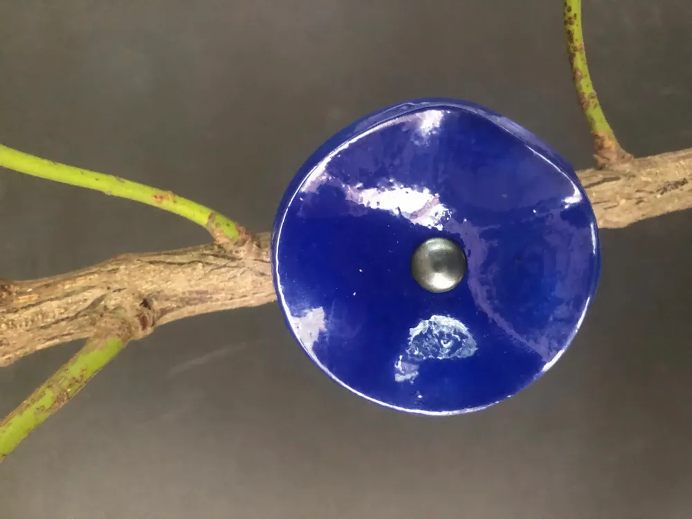 Floral decoration - Small Glass Flower For Outside In D.Blue On Flexible Stem - CARNEOL GLASS