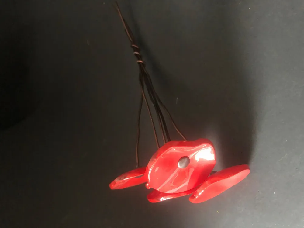 Floral decoration - Small Red Glass Flower For Outside On Flexible Stem - CARNEOL GLASS