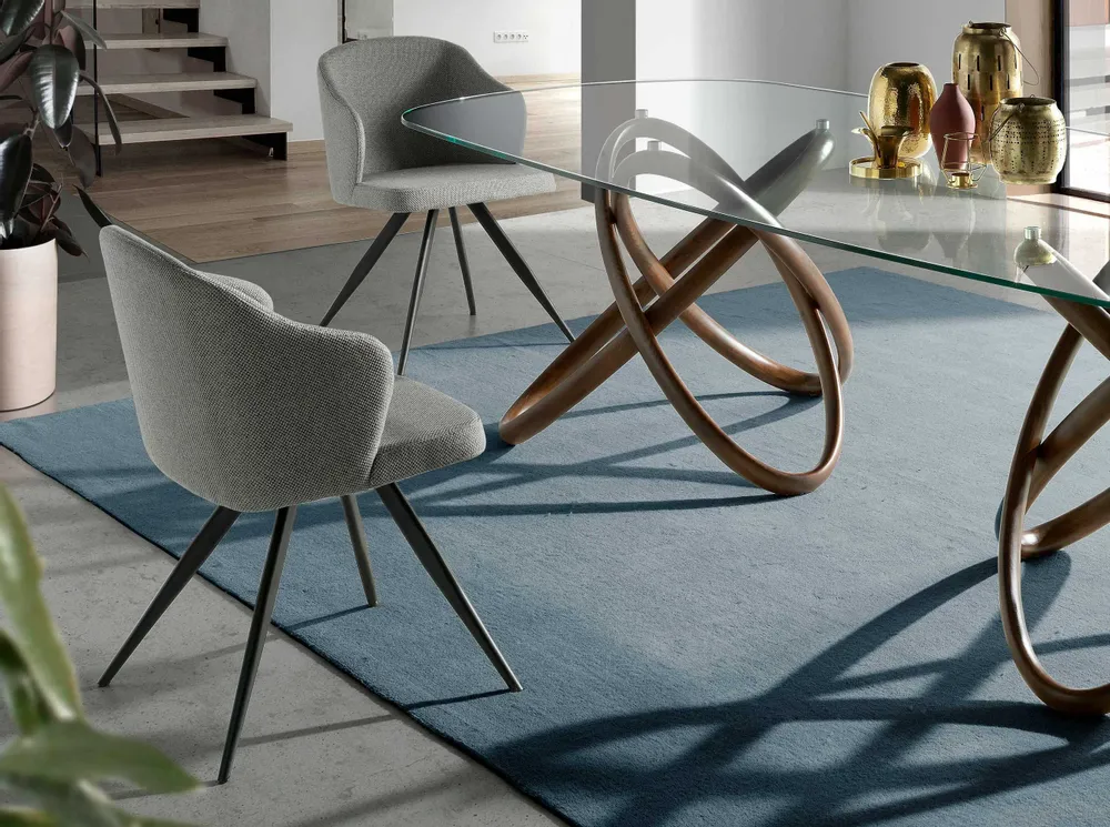 Chaises - Chaise de table à manger rembourrée en tissu gris - ANGEL CERDÁ