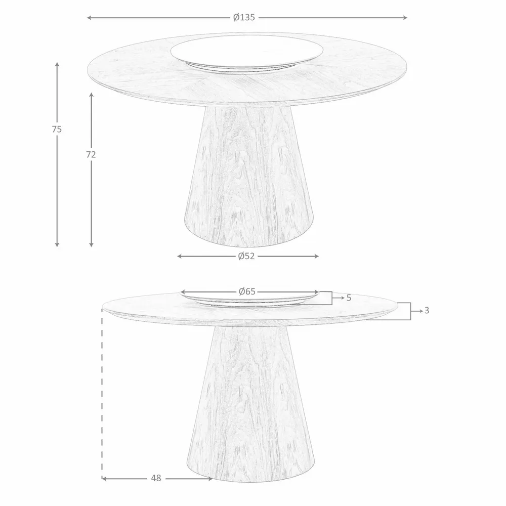 Tables Salle à Manger - Table à manger rotative ronde en noyer - ANGEL CERDÁ