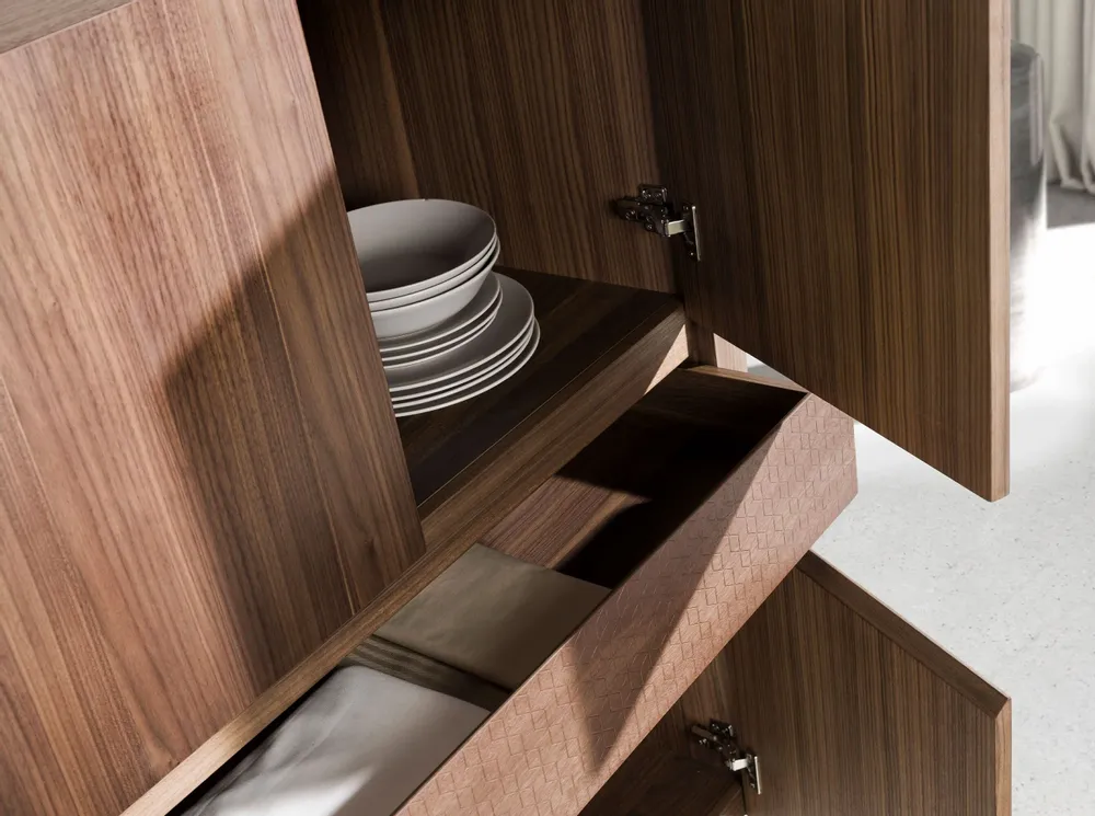 Buffets - Grand buffet en noyer et acier métallisé foncé - ANGEL CERDÁ