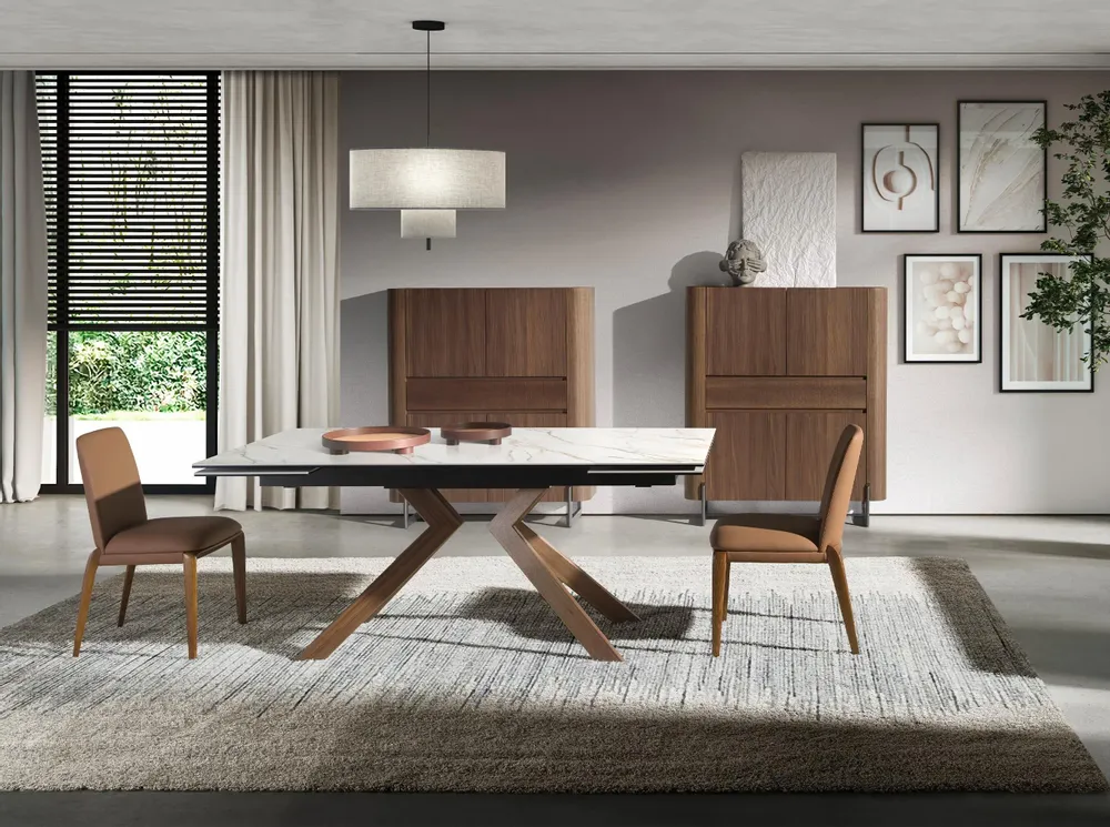 Buffets - Grand buffet en noyer et acier métallisé foncé - ANGEL CERDÁ