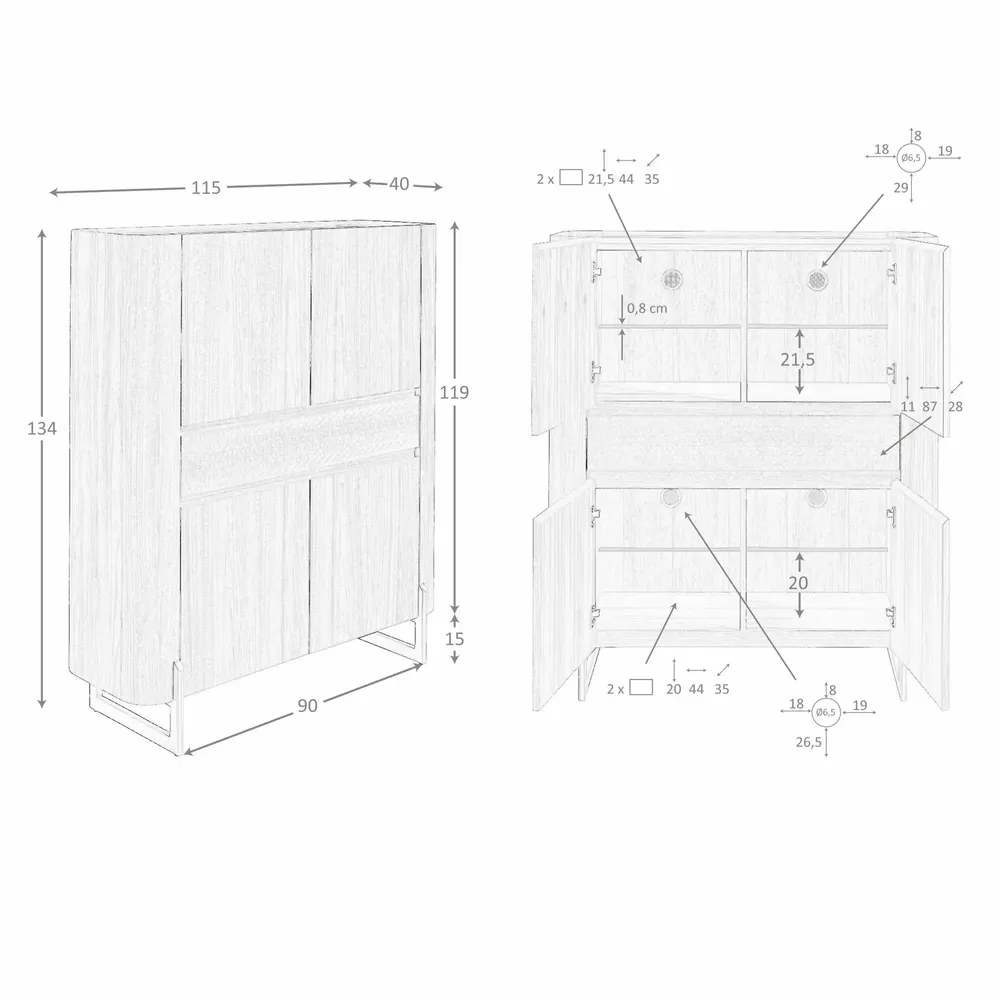 Buffets - Grand buffet en noyer et acier métallisé foncé - ANGEL CERDÁ