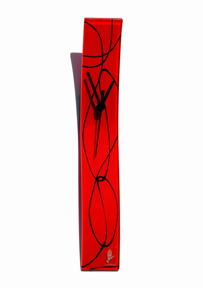 Clocks - Geo red-black wall clock 6x41 cm - CARNEOL GLASS