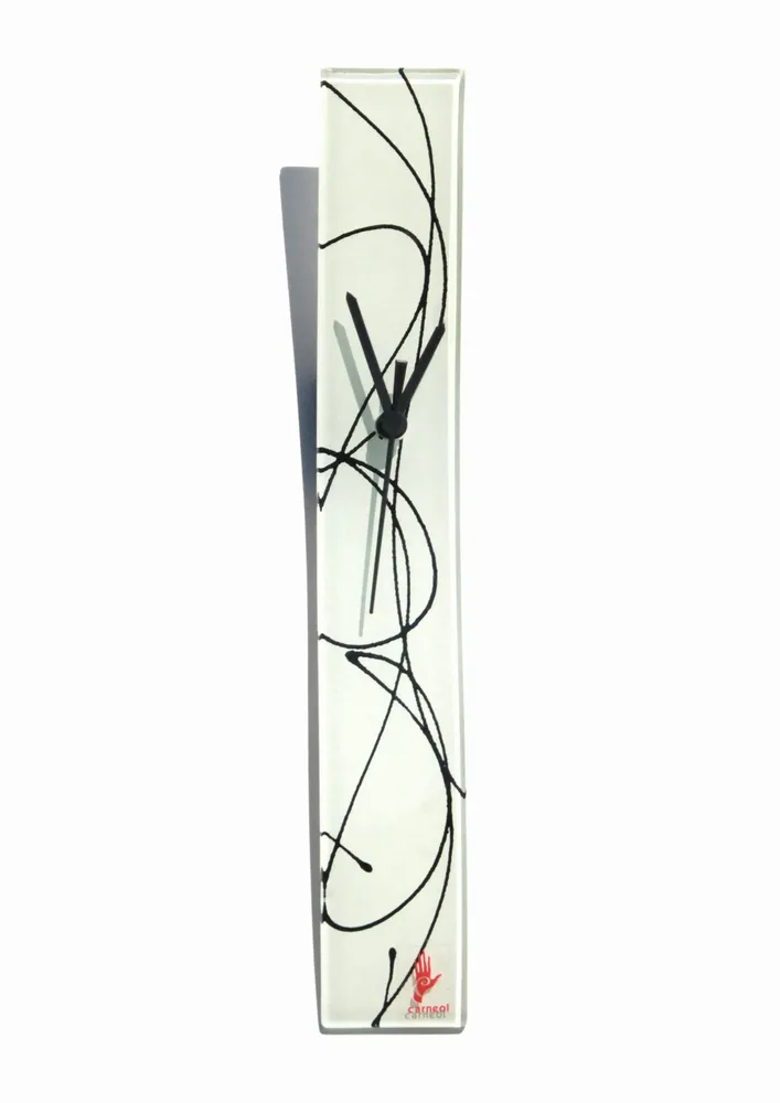 Horloges - Horloge murale Geo blanc-noir 6x41 cm - CARNEOL GLASS