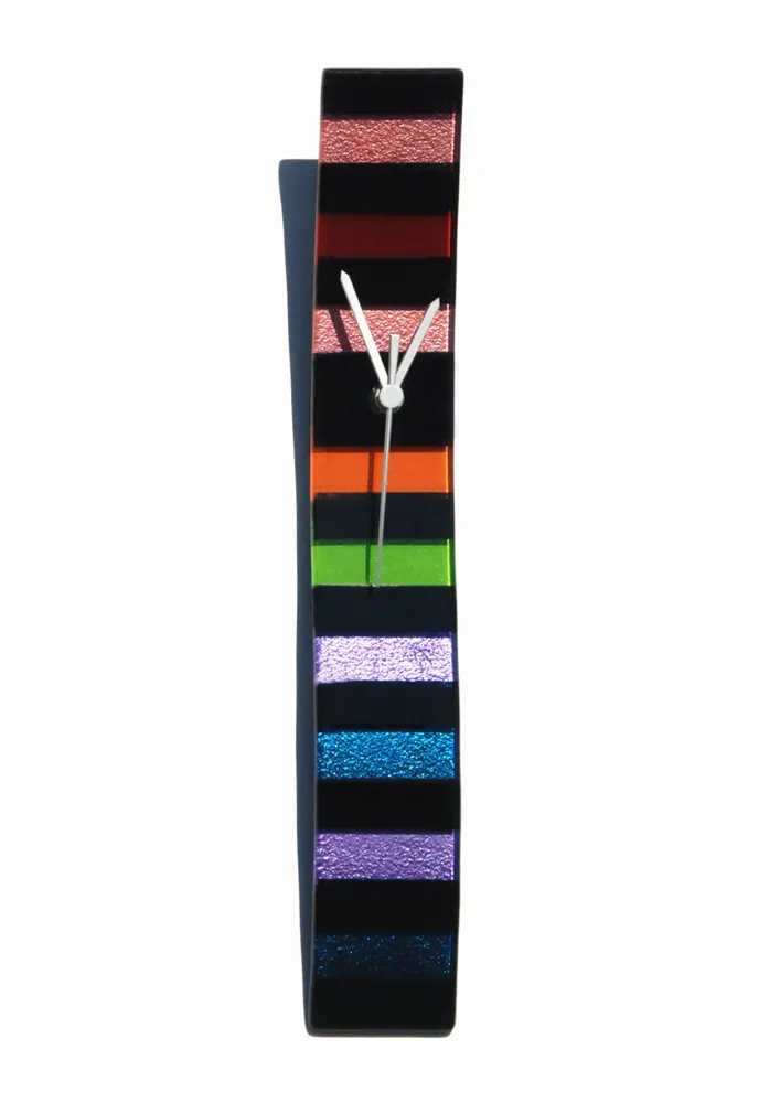 Horloges - Horloge murale Rainbow noir-arc-en-ciel 6x41 cm - CARNEOL GLASS