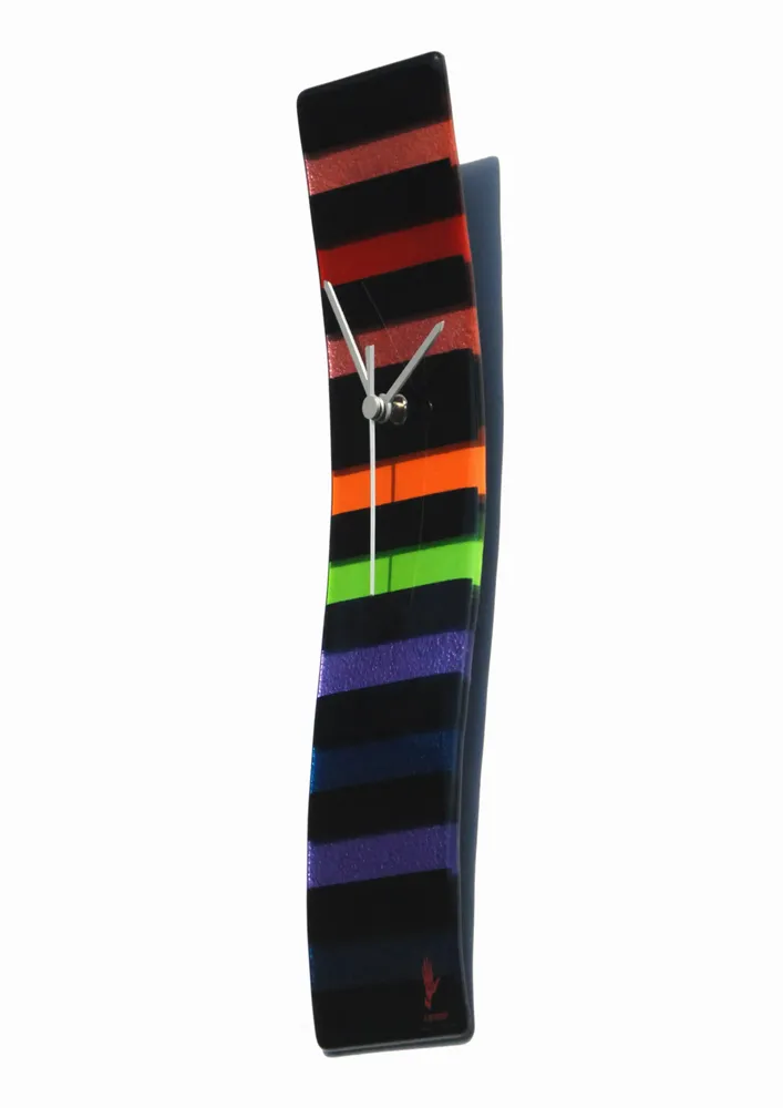 Clocks - Rainbow black-rainbow wall clock 10x41 cm - CARNEOL GLASS