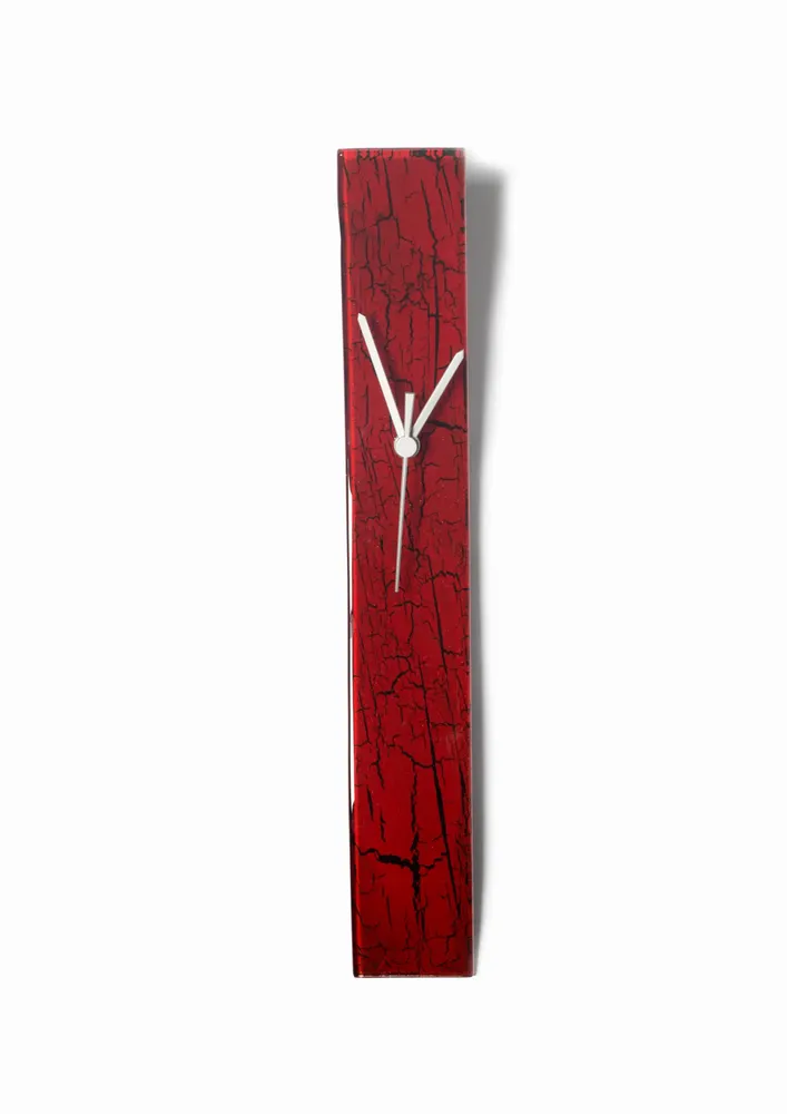 Horloges - Horloge murale rouge craquelée 6x41 cm - CARNEOL GLASS