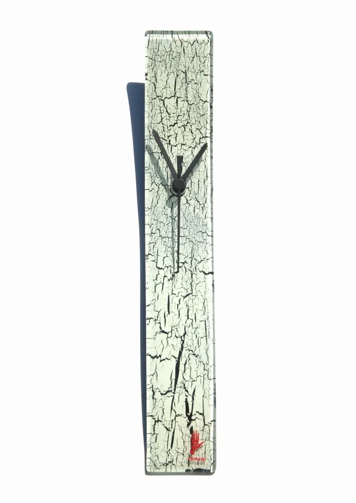 Clocks - Crackled white wall clock 6x41 cm - CARNEOL GLASS