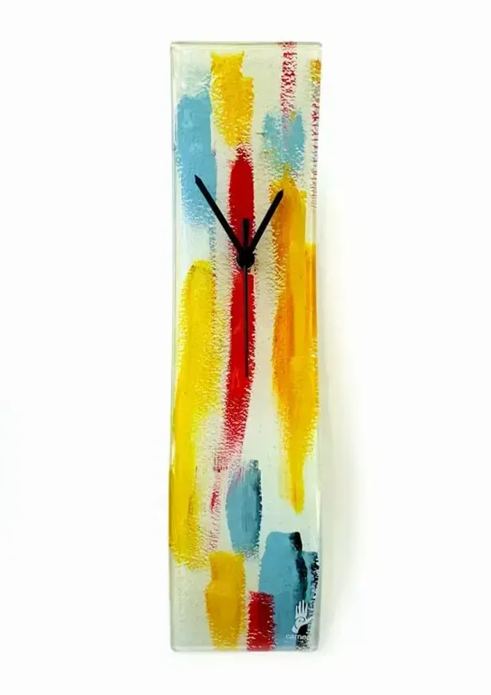 Horloges - Horloge murale jaune-bleu Amazonas 10x41 cm - CARNEOL GLASS