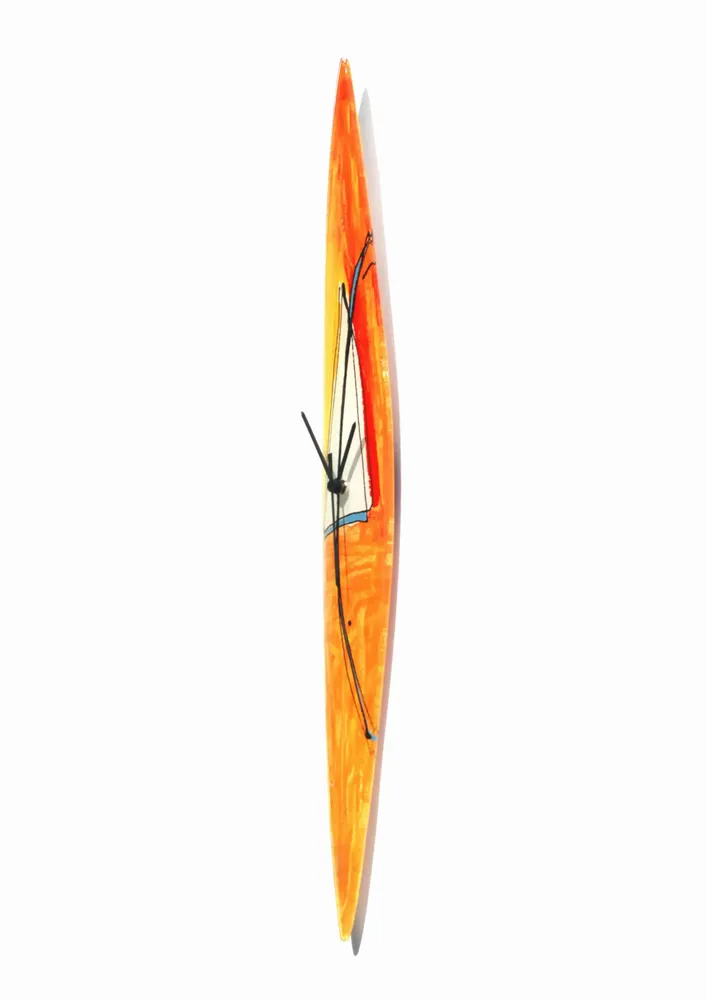 Clocks - Geometry orange-white wall clock 10x74 cm - CARNEOL GLASS
