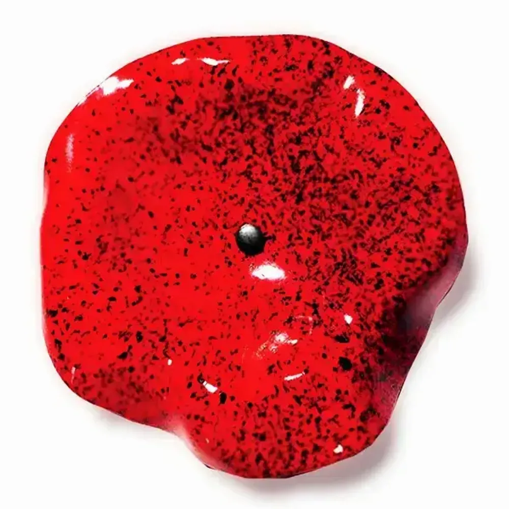 Floral decoration - Funnel shaped glass flower in red, black color - CARNEOL GLASS