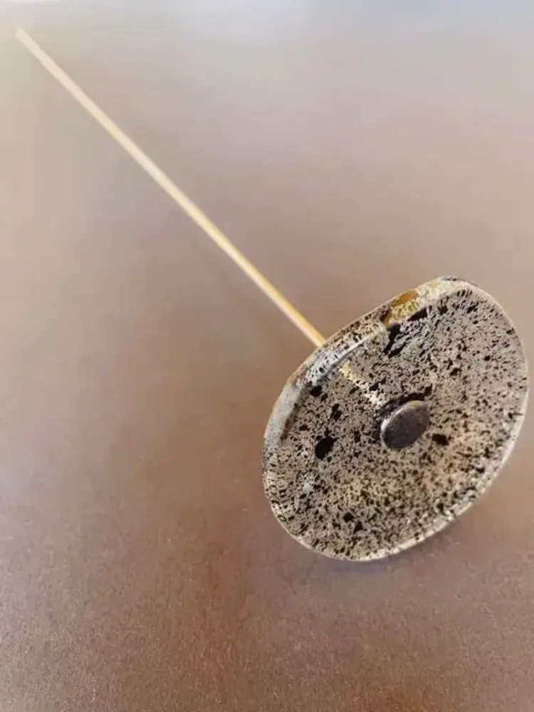 Floral decoration - Round small glass flower for outdoor use in transparent, black colour with 43 cm stainless steel stem - CARNEOL GLASS