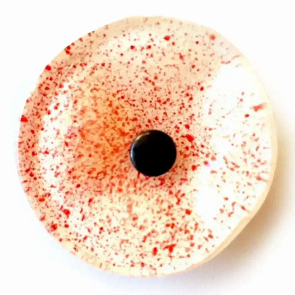 Floral decoration - Round small glass flower for outdoor use in white, red colour with 43 cm stainless steel stem - CARNEOL GLASS