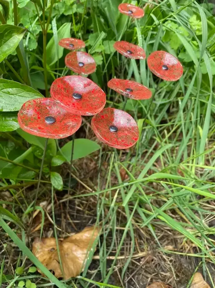 Décorations florales - Petite fleur ronde pour l'extérieur, transparente, rouge - CARNEOL GLASS