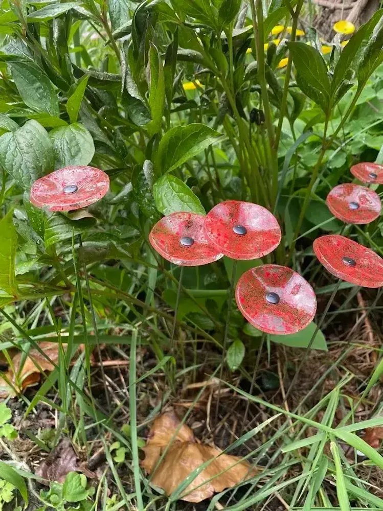 Décorations florales - Petite fleur ronde pour l'extérieur, transparente, rouge - CARNEOL GLASS