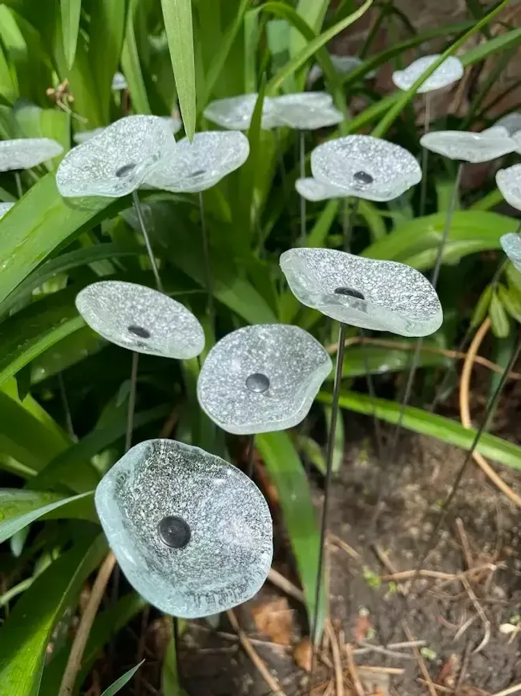 Décorations florales - Petite fleur ronde pour l'extérieur, transparente, blanche - CARNEOL GLASS