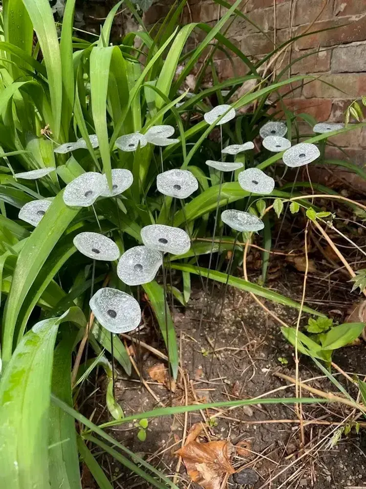 Décorations florales - Petite fleur ronde pour l'extérieur, transparente, blanche - CARNEOL GLASS
