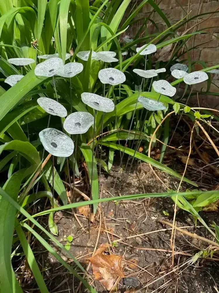 Décorations florales - Petite fleur ronde pour l'extérieur, transparente, blanche - CARNEOL GLASS