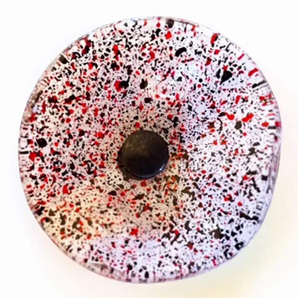 Floral decoration - Round small glass flower for outdoor use in transparent, black, red colour with 43 cm stainless steel stem - CARNEOL GLASS