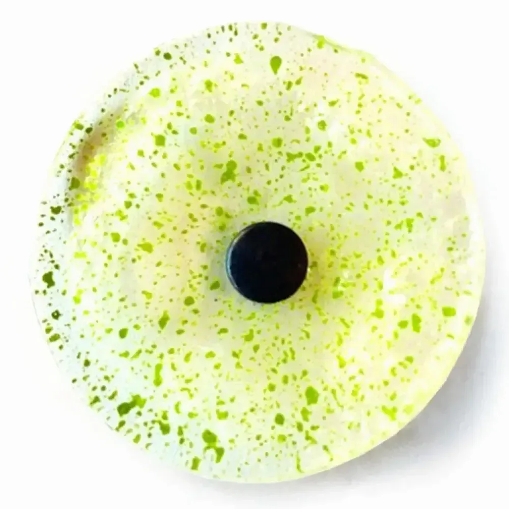 Floral decoration - Round small glass flower for outdoor use in transparent, applegreen colour with 43 cm stainless steel stem - CARNEOL GLASS