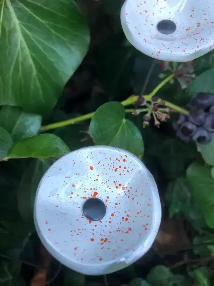 Floral decoration - Round small flower for outdoor use in white-orange colour - CARNEOL GLASS