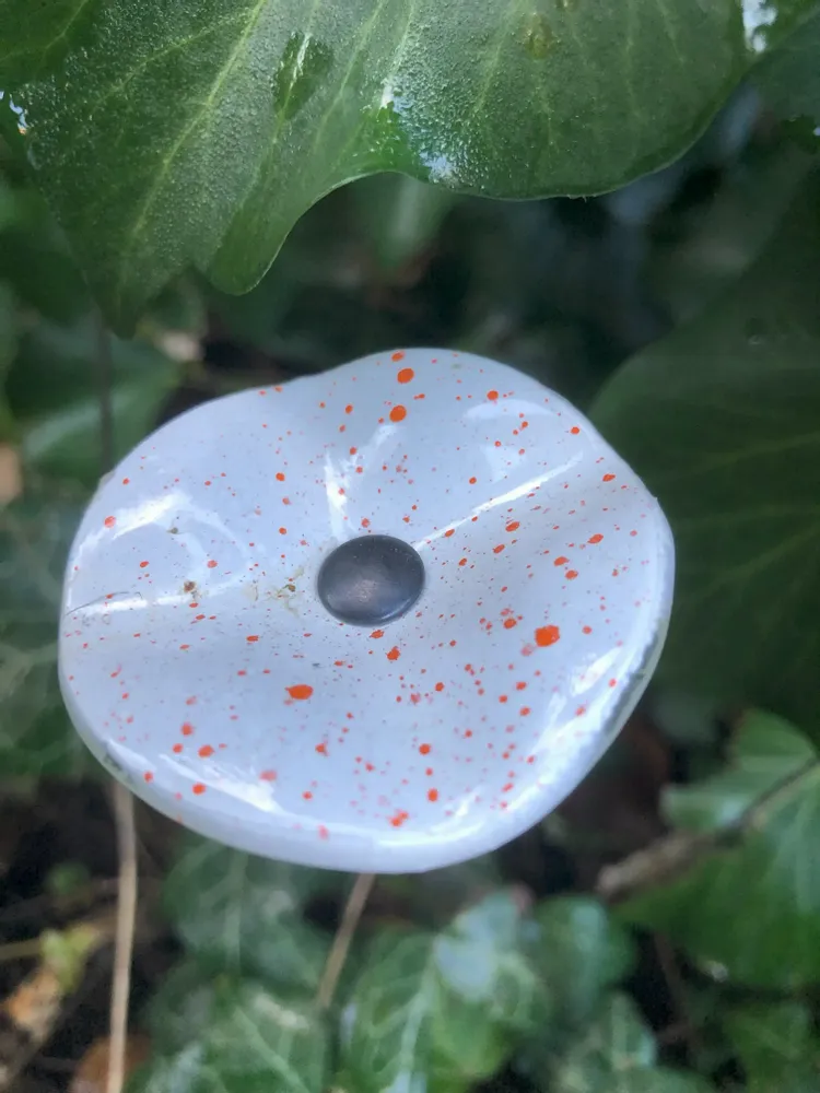 Floral decoration - Round small flower for outdoor use in white-orange colour - CARNEOL GLASS