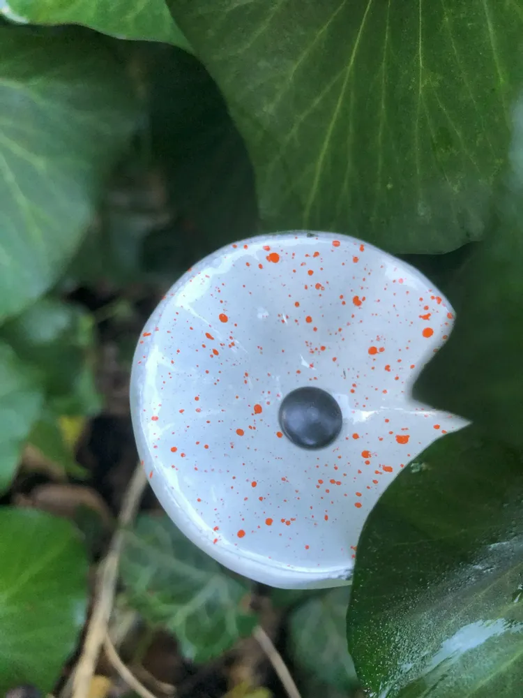 Floral decoration - Round small flower for outdoor use in white-orange colour - CARNEOL GLASS