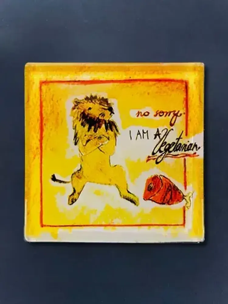 Objets de décoration - Magnet lion végétarien - CARNEOL GLASS