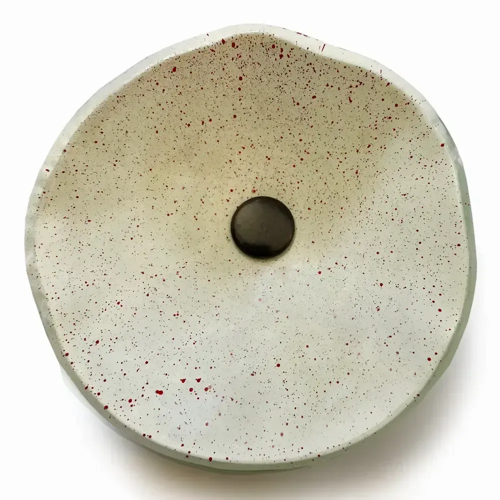 Décorations florales - Fleur de calebasse en verre de taille moyenne pour l'extérieur de couleur blanc-rouge avec tige en acier inoxydable de 43 cm - CARNEOL GLASS