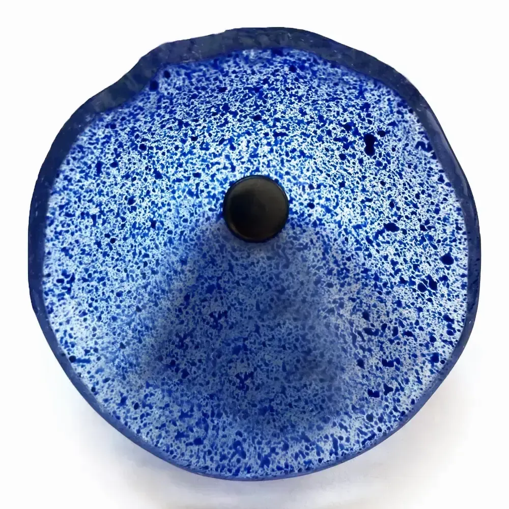 Décorations florales - Fleur de calebasse en verre de taille moyenne pour l'extérieur de couleur bleu foncé transparent avec tige en acier inoxydable de 43 cm. - CARNEOL GLASS