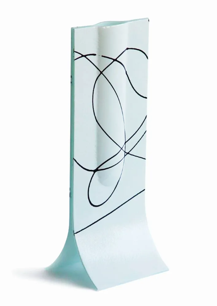 Vases - Vase blanc 14x36 cm avec lignes noires - CARNEOL GLASS