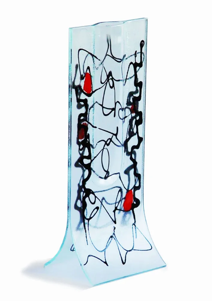 Vases - Miró 14x36 cm vase with transparent-black-red colour - CARNEOL GLASS