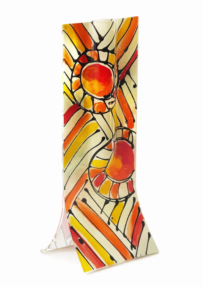 Vases - Vase andalou au lever du soleil en rouge-orange-blanc V83-14x36 - CARNEOL GLASS