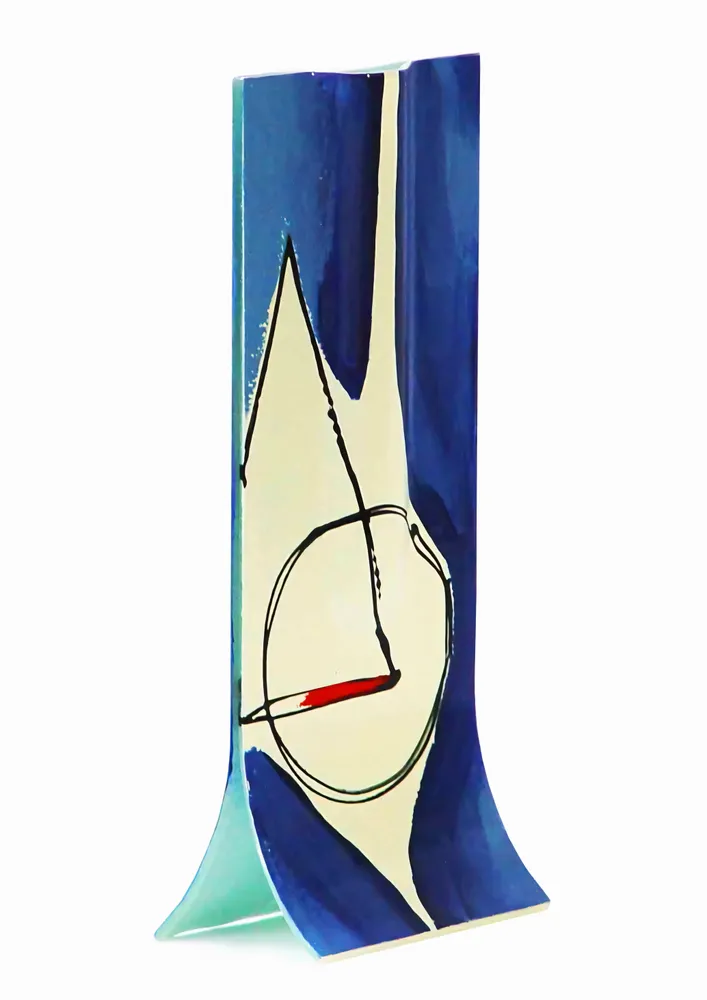 Vases - Vase Géométrie 14x36 cm de couleur blanc-bleu-rouge - CARNEOL GLASS