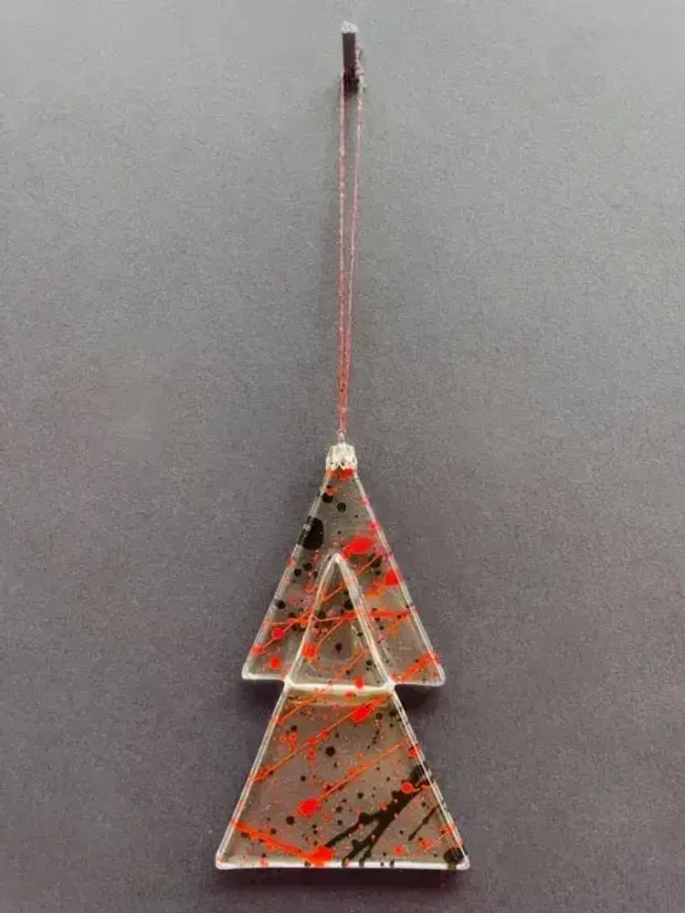 Christmas garlands and baubles - Christmas tree ornament in transparent-red-black colour - CARNEOL GLASS